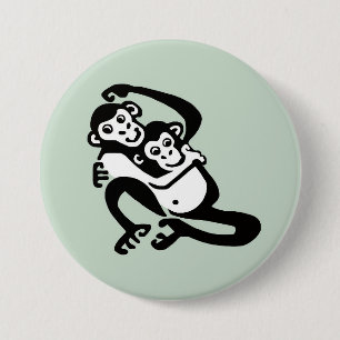 Wild animals -BONOBO -Chimpanzee - Primate - Green 3 Inch Round Button