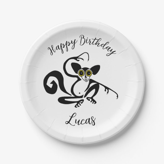 Wild animals  - Cool AYE-AYE  -Wildlife - Nature Paper Plate (Front)