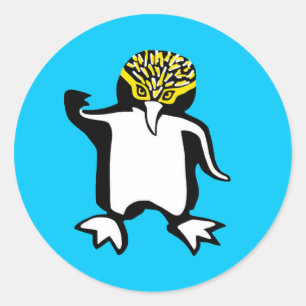 Wild animals - Cute PENGUIN -Nature - Blue Classic Round Sticker