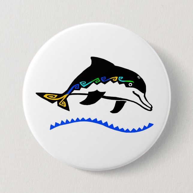 Wild animals - DOLPHIN - Ocean  - Wildlife -Nature 3 Inch Round Button (Front)