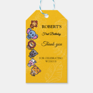 wild animals first birthday gift tags