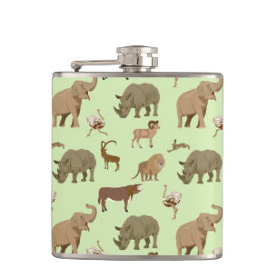 Wild animals hip flask