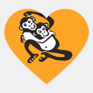 Wild animals I love BONOBOS -Chimpanzee - Nature - Heart Sticker