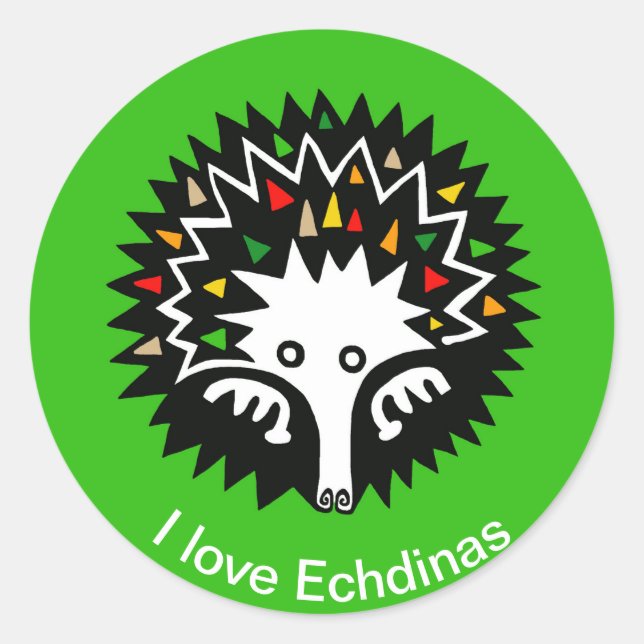Wild animals- I love ECHIDNAS - Nature -Australia Classic Round Sticker (Front)