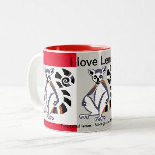 Wild animals -  I love LEMURS - Nature -Madagascar Two-Tone Coffee Mug