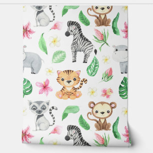 Wild Animals Jungle Theme Nursery Kids Wallpaper