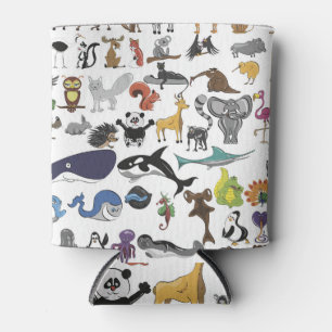 Wild animals lion, giraffe,  antelope, hippo zebra can cooler