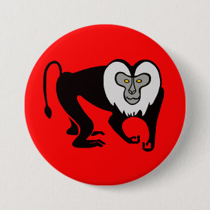 Wild animals - Lion-tailed MACAQUE -Monkey -Red 3 Inch Round Button