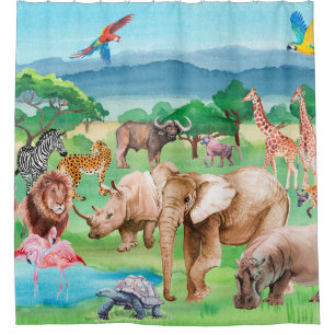 Wild animals of Africa on the background of the sa