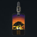 Wild Animals on African Savanna Sunset Luggage Tag<br><div class="desc">Stunning,  Bright and Peaceful Sunset on Wild African Savanna Landscape with Wild Animals Shapes. Originally created with Hi Quality / Hi Resolugion Vector Graphic Art Technique Copyright BluedarkArt TheChameleonArt.</div>