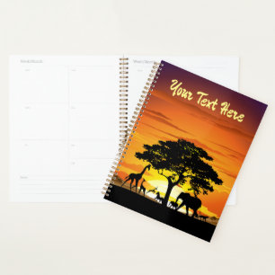 Wild Animals on African Savanna Sunset Planner