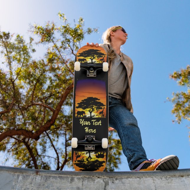 Wild Animals on African Savanna Sunset Skateboard (Outdoor 1)
