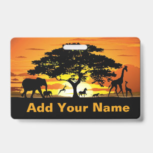 Wild Animals on Savannah Sunset Wristlets Badge