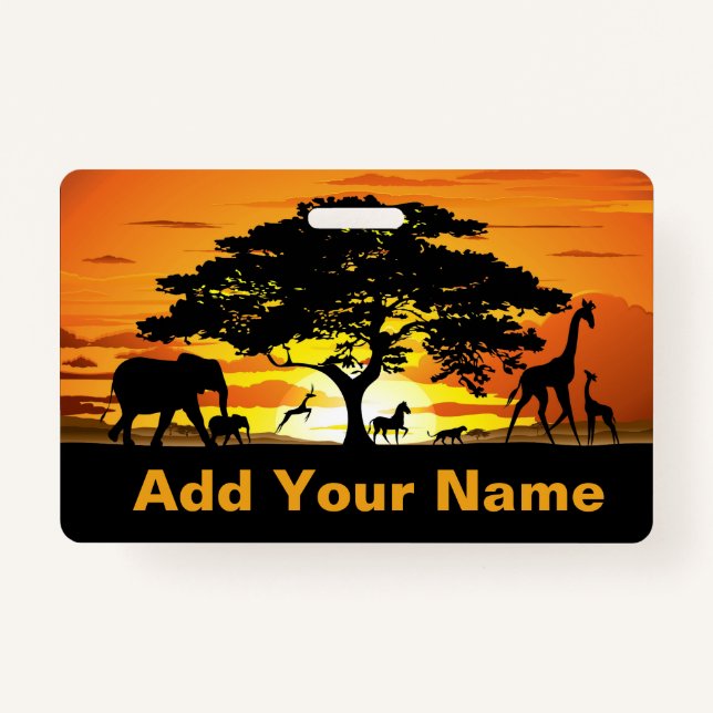 Wild Animals on Savannah Sunset Wristlets Badge (Front)