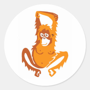 Wild animals -ORANGUTAN -Endangered animal -  Classic Round Sticker