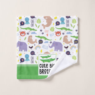 Wild Animals Pattern Cute Big Brother Gift Wash Cloth