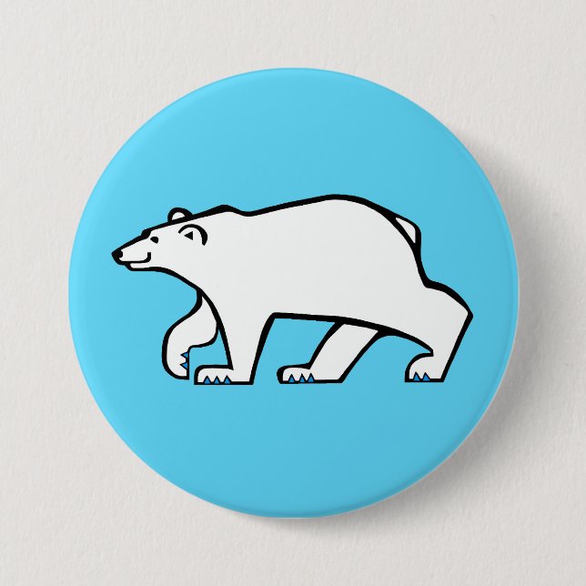 Wild animals-  Polar BEAR- Wildlife - Ice blue 3 Inch Round Button (Front)