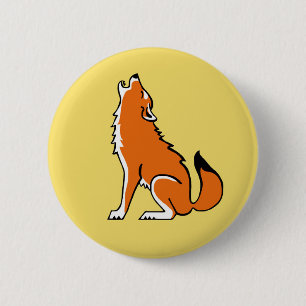 Wild animals - Red WOLF- Nature- yellow 2 Inch Round Button