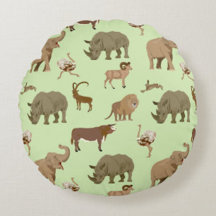 Wild animals round pillow