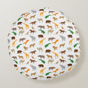 Wild animals round pillow
