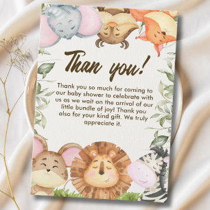 Wild Animals Safari Baby Shower Thank You Card