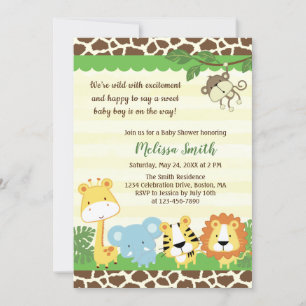 Wild Animals Safari Jungle Baby Shower Invitation