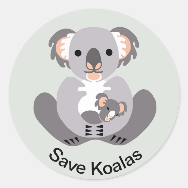 Wild animals - Save KOALAS - Endangered animal Classic Round Sticker (Front)
