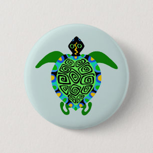 Wild animals - Sea TURTLE - Wildlife - Aqua 2 Inch Round Button