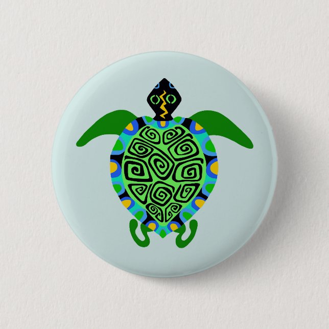Wild animals - Sea TURTLE - Wildlife - Aqua 2 Inch Round Button (Front)