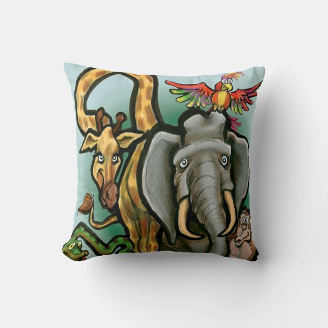 Wild Animals Throw Pillow (Front)