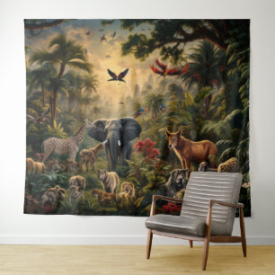 Wild Animals Wall Art- Jungle Animals Photo  Tapestry