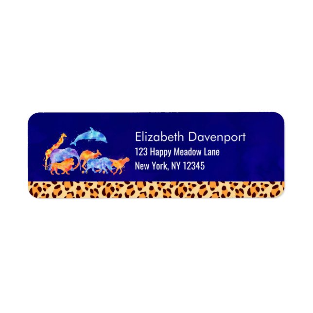 Wild Animals with a Leopard Print Border (Front)
