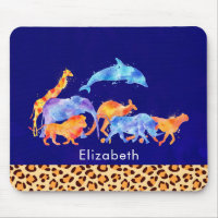 Wild Animals with a Leopard Print Border