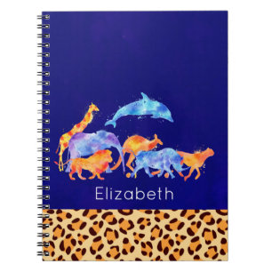 Wild Animals with a Leopard Print Border Notebook
