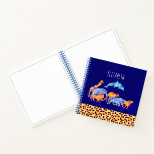 Wild Animals with a Leopard Print Border Notebook