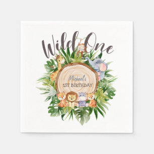 Wild Animals Wood Birthday Napkin