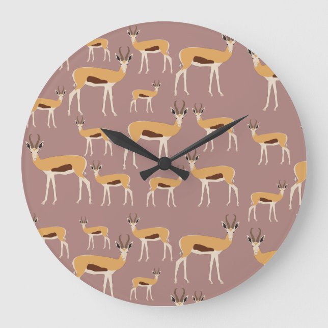 Wild Antelope Animal Pattern Large Clock (Front)