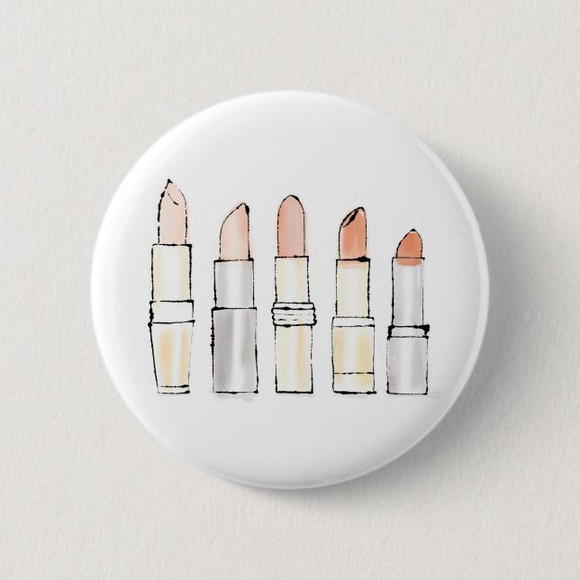 Wild Apple | Colourful Modern Lipstick Sketch 2 Inch Round Button (Front)