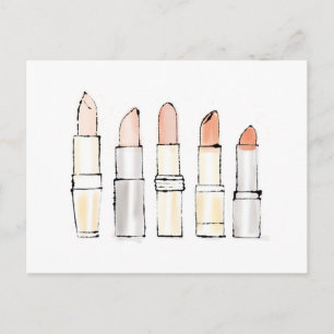 Wild Apple Colourful Modern Lipstick Sketch Postcard