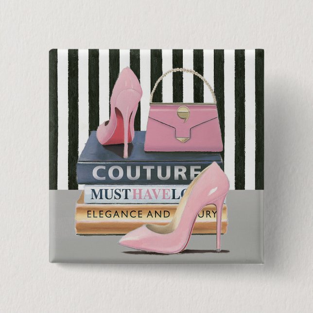 Wild Apple | Couture Stripes - Shoes & Bag 2 Inch Square Button (Front)