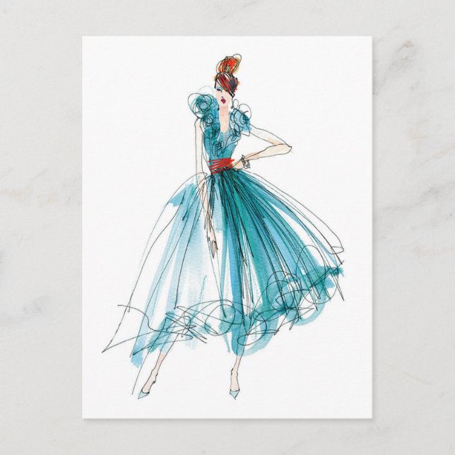 Wild Apple | Haute Couture Fashion Sketch Postcard (Front)