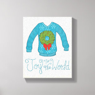 Wild Apple   Joy To The World - Christmas Sweater Canvas Print