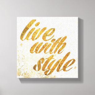 Wild Apple Live With Style - Girly Quote Canvas Print