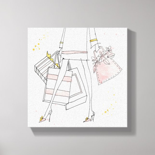 Wild Apple | Modern Pink Fashion Sketch Canvas Print (Front)
