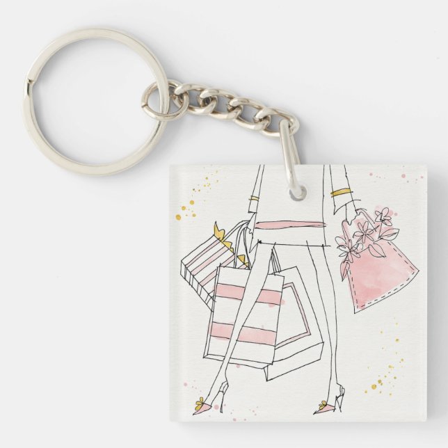 Wild Apple | Modern Pink Fashion Sketch Keychain (Front)
