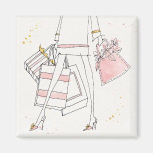 Wild Apple Modern Pink Fashion Sketch Magnet