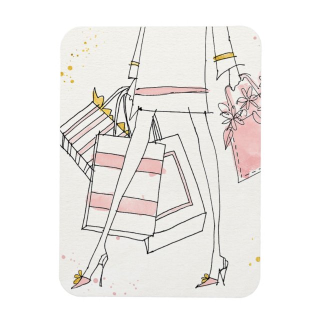 Wild Apple | Modern Pink Fashion Sketch Magnet (Vertical)