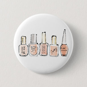 Wild Apple Modern Pink Nail Polish Sketch 2 Inch Round Button