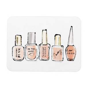 Wild Apple   Modern Pink Nail Polish Sketch Magnet