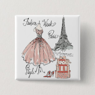 Wild Apple   Paris Fashion Week Style 2 Inch Square Button